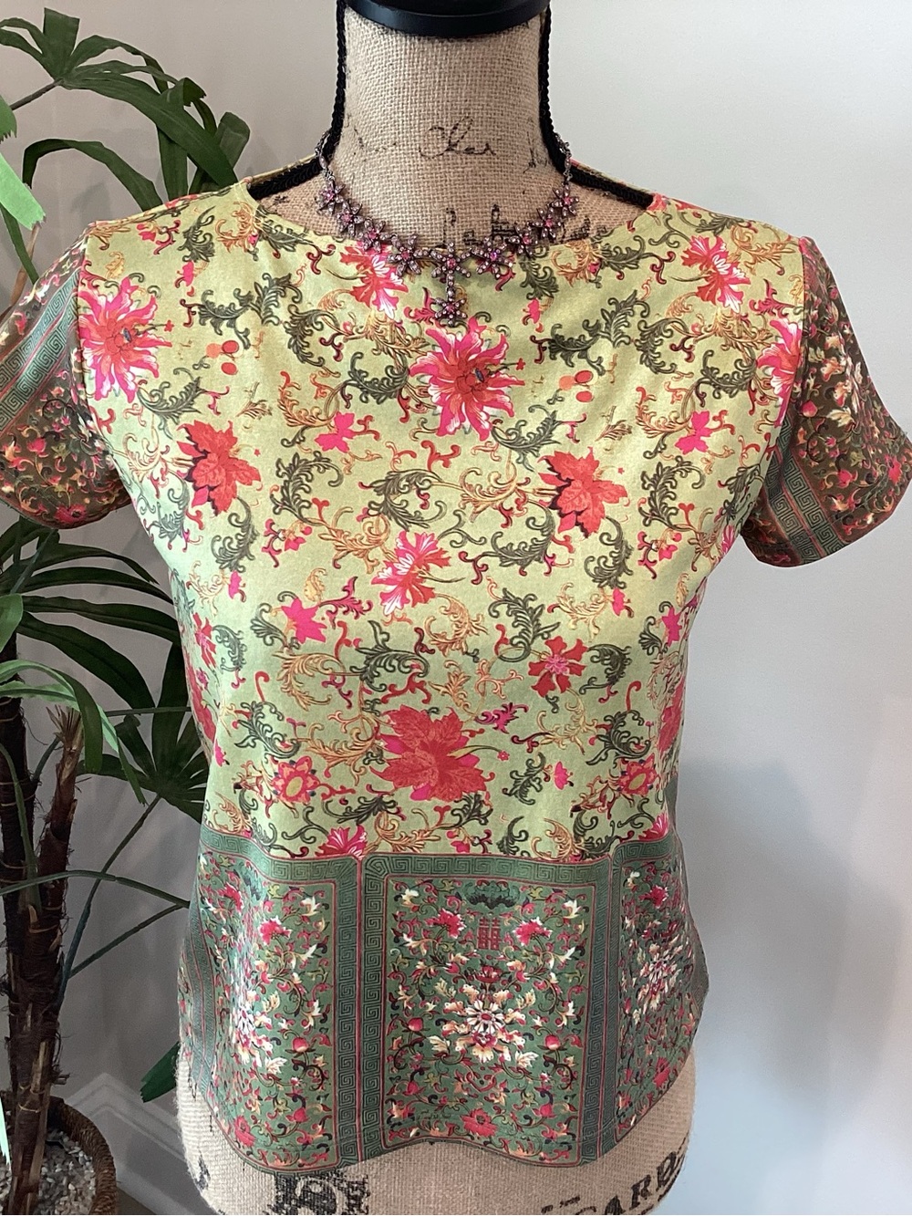 Carol Little Floral Print Short Sleeve Top in Yellow & Pink